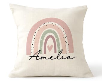 Personalised Rainbow Name Cushion | Girls Bedroom Decor | Toddler Pillow | Custom Kids Cushion | Nursery Decor | Baby Girl Gift