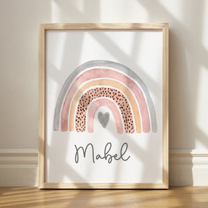 Personalised Rainbow Print,Girls Bedroom Decor,Girly,Pink,Playroom Decor,Cushion,Nursery Decor,Girl Prints,Gifts,Toddler,Teenager,Pastel
