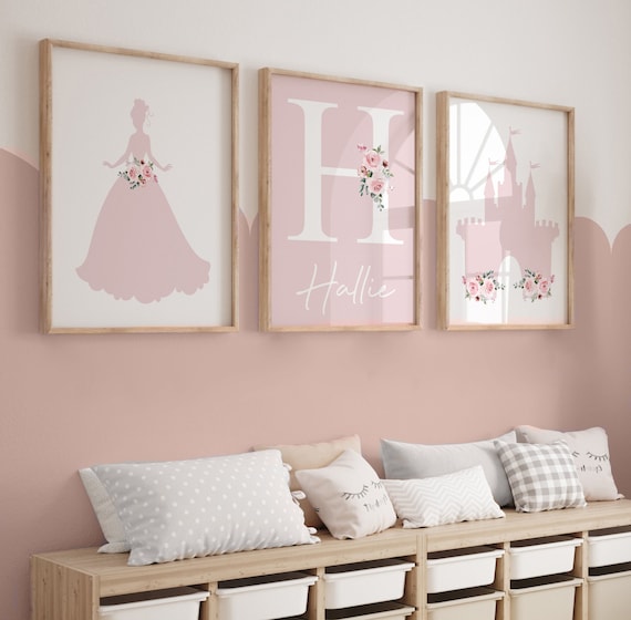 Princess Prints girls Bedroom Prints girls Wall Art pink floral