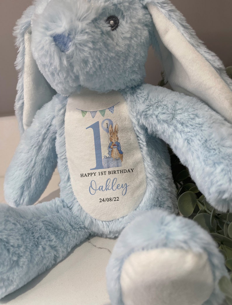 Personalised First Birthday Gift,Bunny,Granddaughter,Girls,Boys,Soft Toy,Keepsake,Grandson,son,Daughter,Baby,Peter Rabbit,1st Birthday,Bear image 4