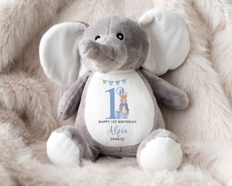 Personalised First Birthday Gift,Bunny,Granddaughter,Girls,Boys,Soft Toy,Keepsake,Grandson,son,Daughter,Baby,Peter Rabbit,1st Birthday,Bear image 5