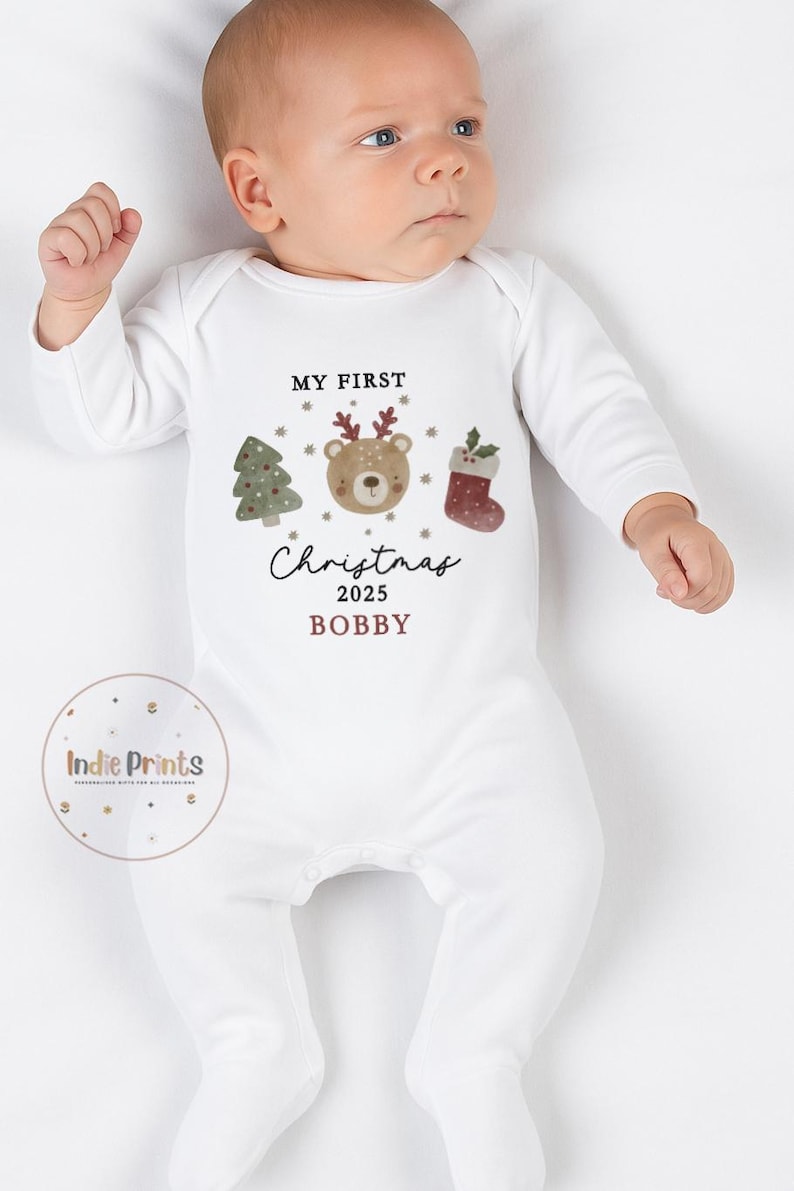 Baby's First Christmas Gift, First Christmas Present, Keepsake Christmas Soft Toy, Personalised Baby's 1st Christmas Reindeer Toy, Newborn image 3