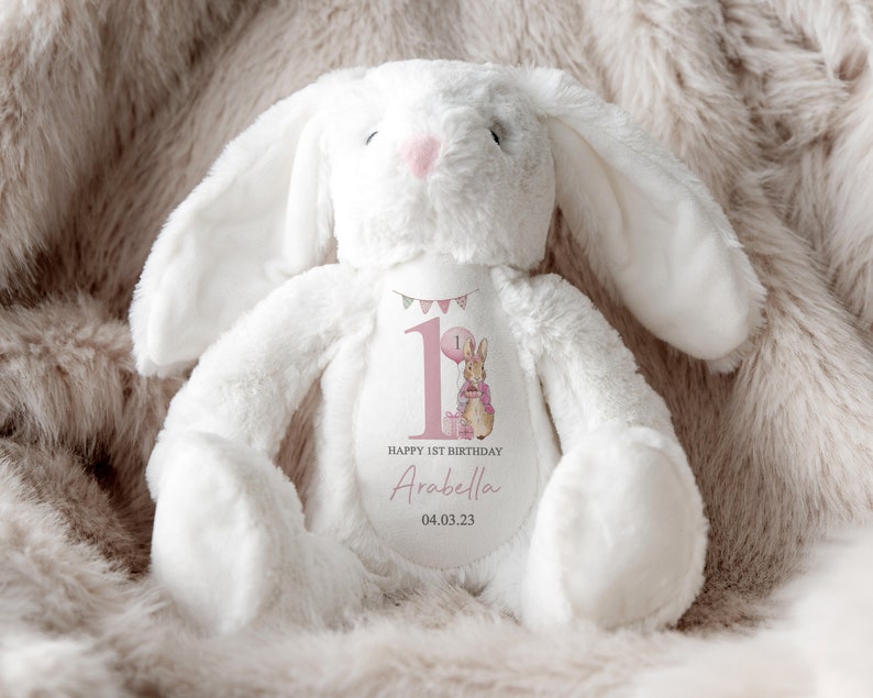 Personalised First Birthday Gift,Bunny,Granddaughter,Girls,Boys,Soft Toy,Keepsake,Grandson,son,Daughter,Baby,Peter Rabbit,1st Birthday,Bear image 3