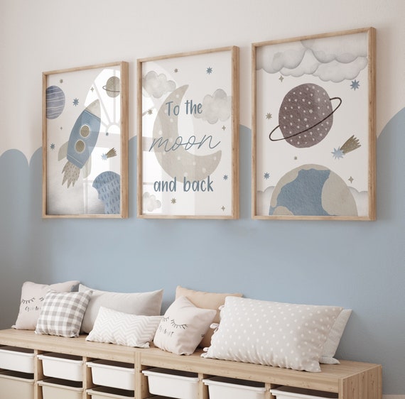 Space Prints,Nursery Prints, Nursery Decor, Boys Bedroom Decor, Space Decor,Space Bedroom Prints,Boys Bedroom Prints,Moon,Blue,Baby Boy