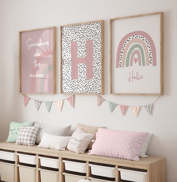 Girls Bedroom Prints, Girls Nursery Prints, Girl Nursery Decor,Rainbow Prints,Pink,Girls Wall Decor,kids room prints,playroom,girls wall art
