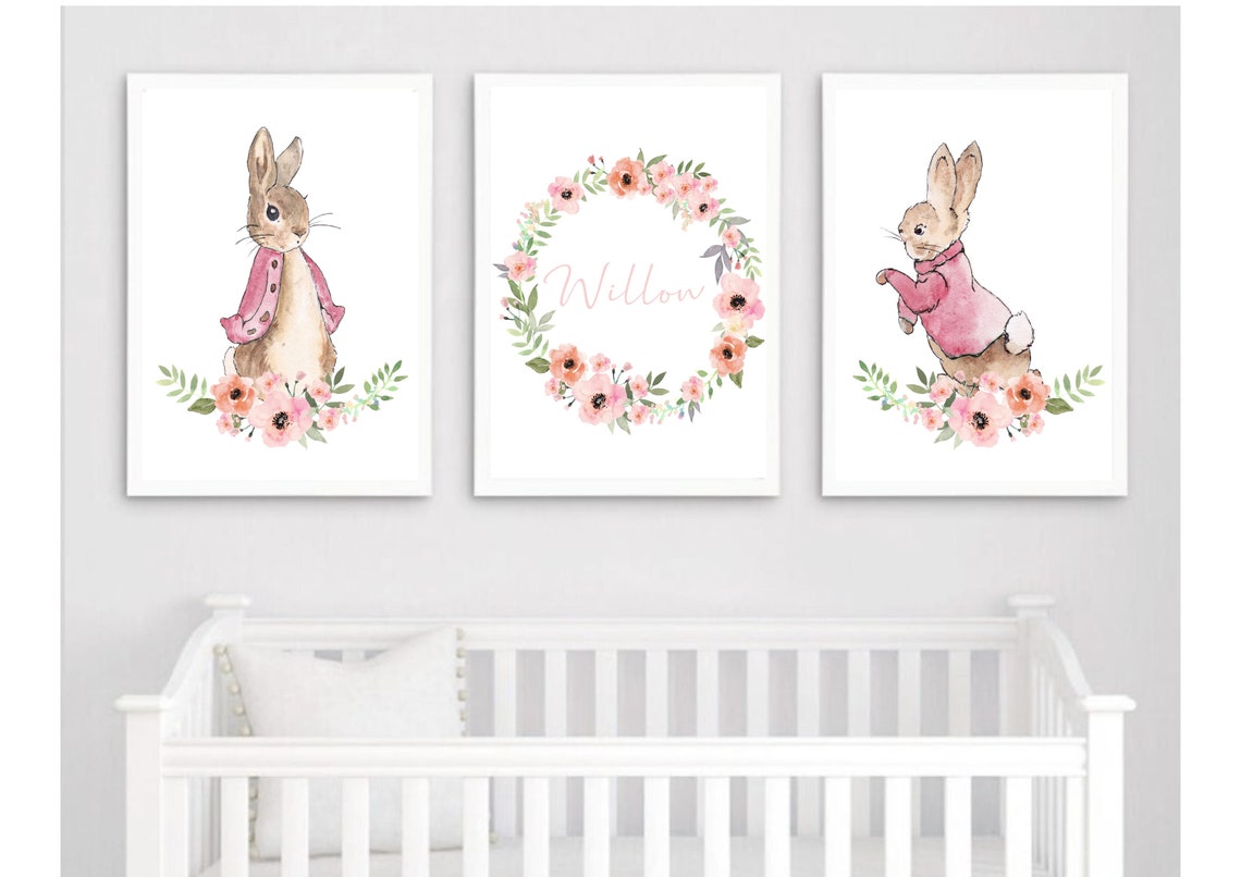 Set of 3 Peter Rabbit Prints Girls Nursery Prints Nursery Etsy