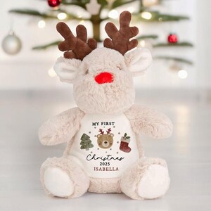 Baby's First Christmas Gift, First Christmas Present, Keepsake Christmas Soft Toy, Personalised Baby's 1st Christmas Reindeer Toy, Newborn image 4