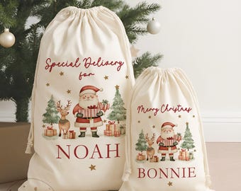 Personalised Santa Sack, Kids Christmas Present Sack ,Christmas Toy Sack, Christmas Eve Box, First Christmas Gift, Christmas Stocking