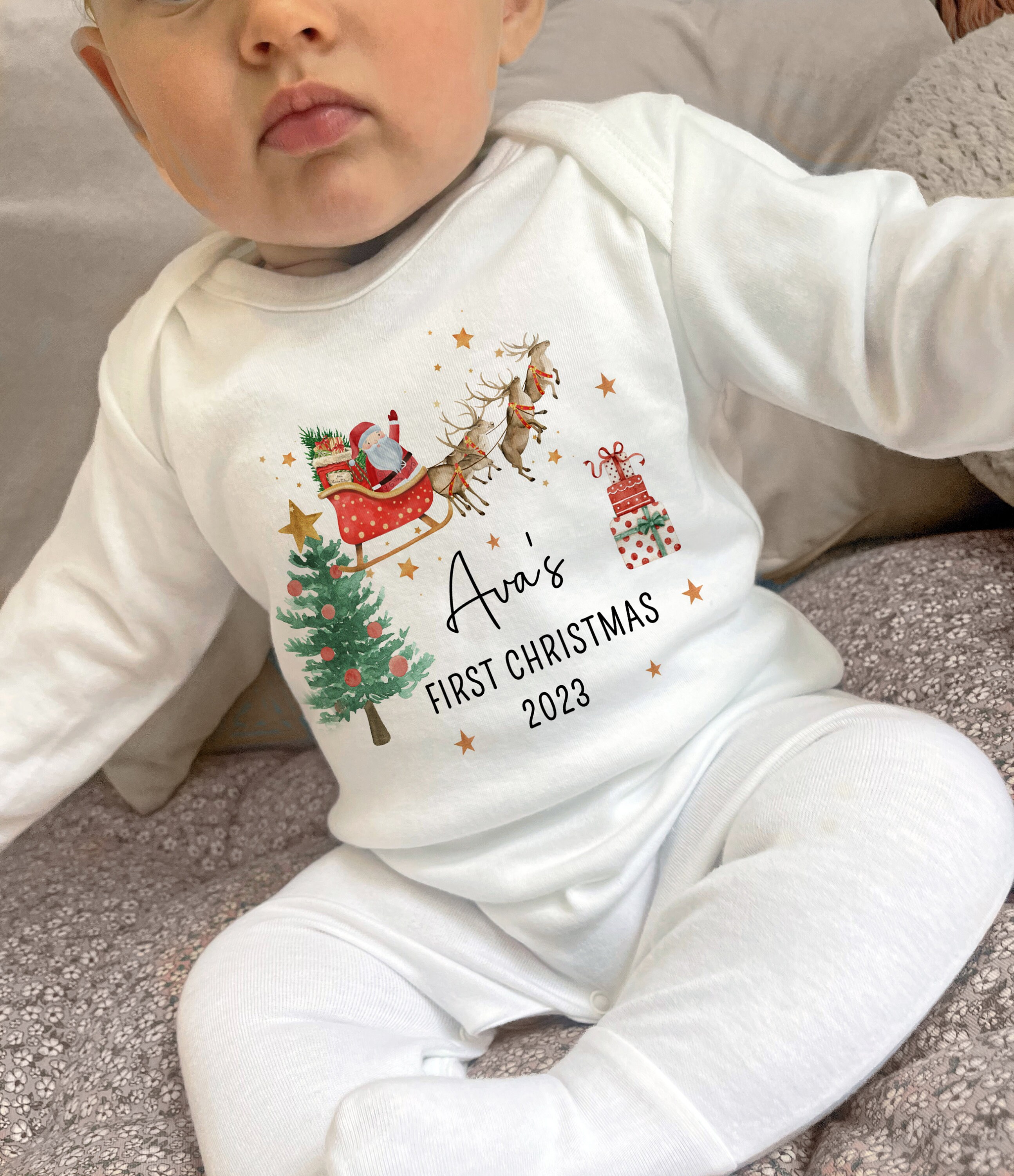 First Christmas Baby Grow my 1st Christmas vest sleepsuit baby