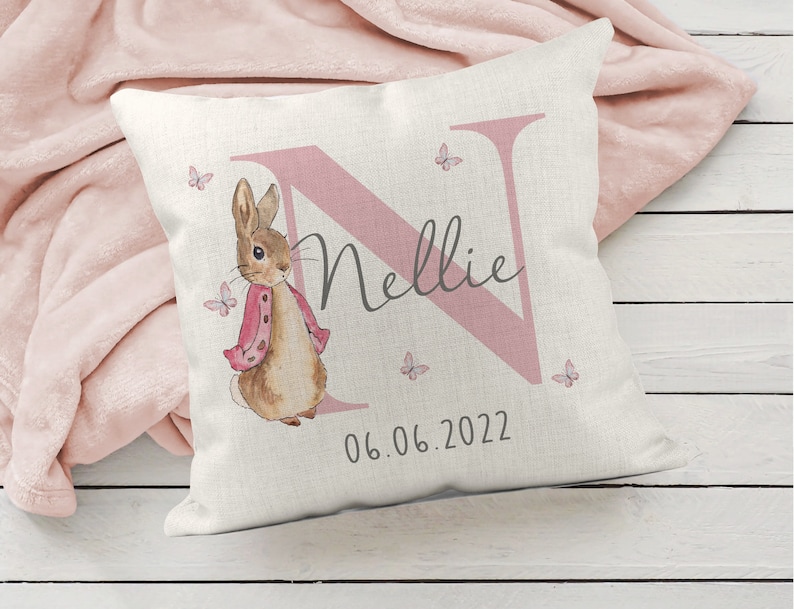 Peter Rabbit Cushion, Girls Nursery Cushion,Girls Nursery Decor,Baby Girl Gifts ,New Baby Girl Gifts,Boys Nursery Decor, Boys Nursey Cushion image 5