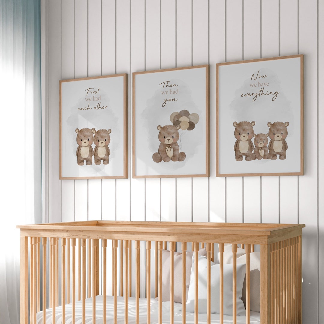 Set of 3 Nursery Prints,teddy Bear Nursery,gender Neutral Nursery Decor ...