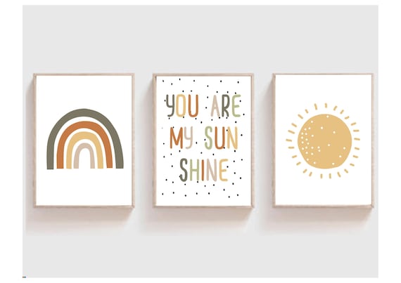 Set of 3 Nursery Prints You Are My Sunshine Nursery Decor