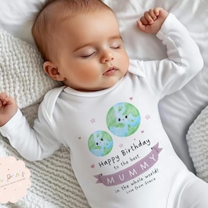 Mummy Birthday Babygrow, Mummy Daddy Birthday Gift, Personalised Vest Onesie Babygrow, Happy Birthday Mummy, Daddy Birthday, New Baby Gift,