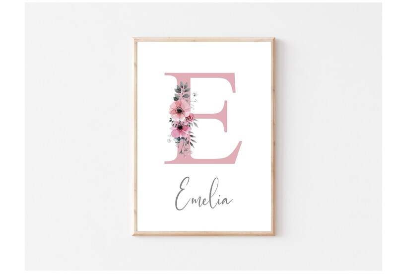 Floral Name Print, Nursery Prints, Nursery Decor, Girls Nursery Decor ...
