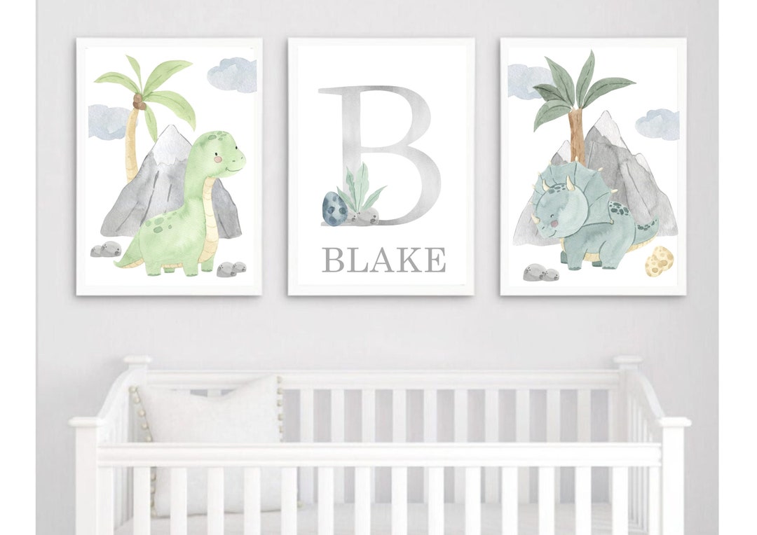 Set of 3 Dinosaur Prints, Dinosaur Nursery Prints, Nursery Decor, Boys ...