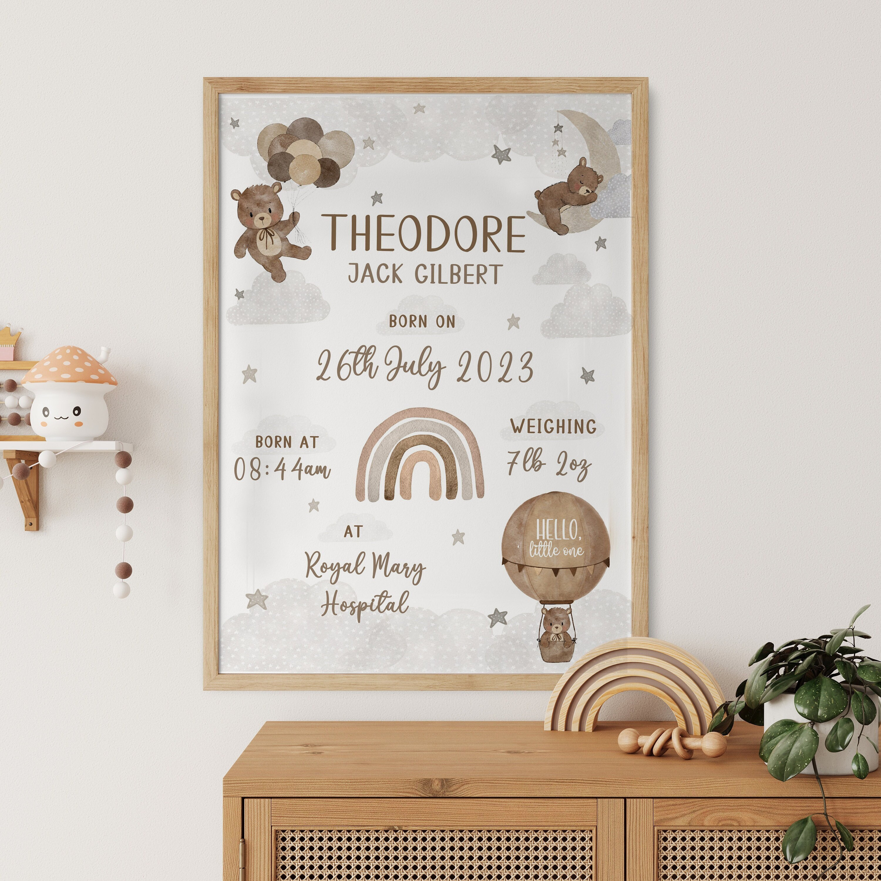Set di 3 decorazioni da parete per cameretta dei bambini, motivo