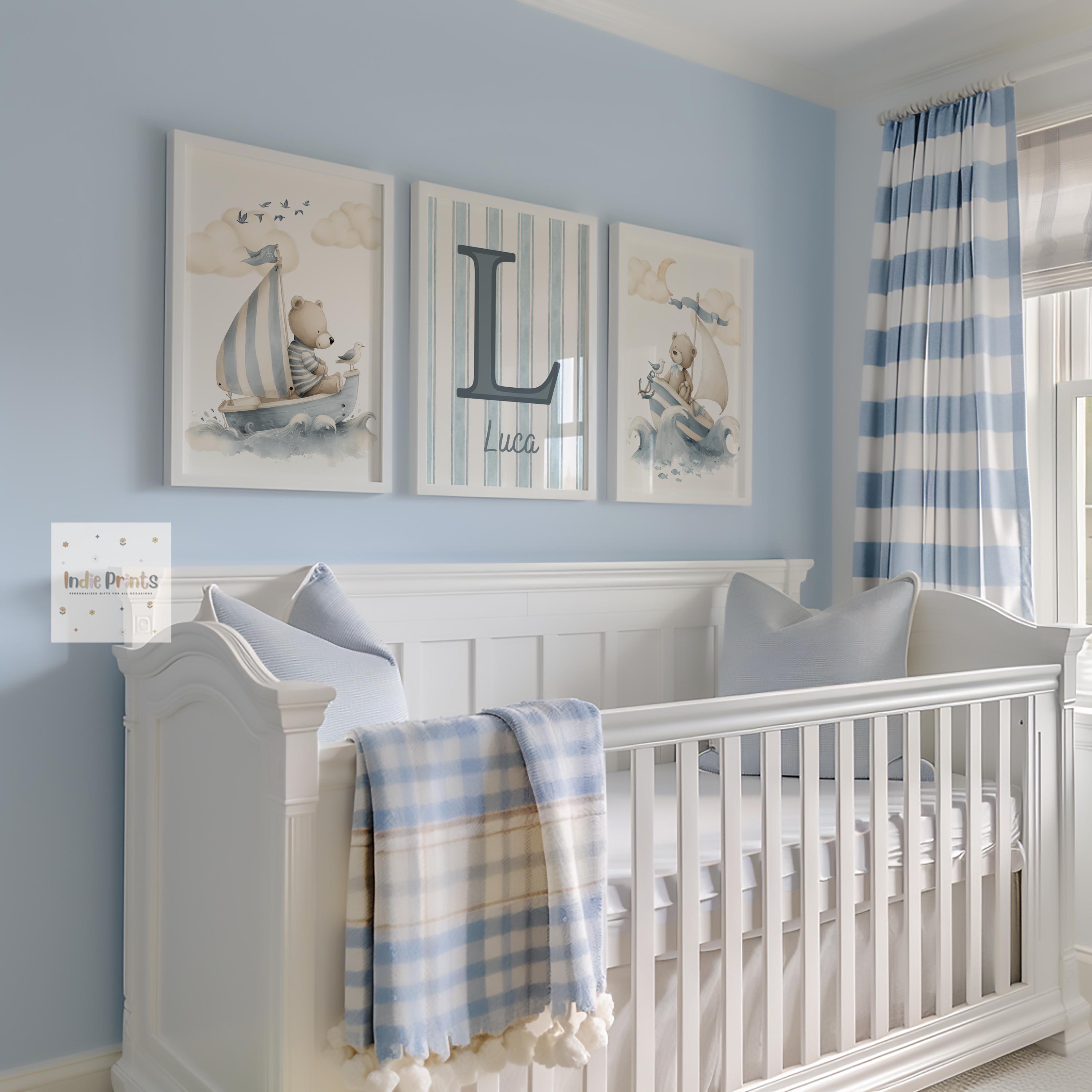 Boys Nursery Prints, Baby Boy Wall Art, Nautical Theme Nursery, Blue ...