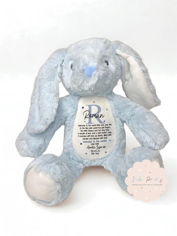 Coniglietto di peluche con lettera personalizzata, regalo personalizzato per neonati, compleanno, Natale - Italia