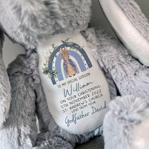 Personalised Christening Gift,Baby Boy,Naming Day,Godson Christening Gifts,Boys, Baptism,Christening Teddy,Bear,Keepsake,Grandson,Son,Bunny