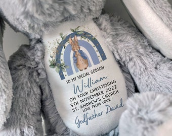 Personalised Christening Gift,Baby Boy,Naming Day,Godson Christening Gifts,Boys, Baptism,Christening Teddy,Bear,Keepsake,Grandson,Son,Bunny