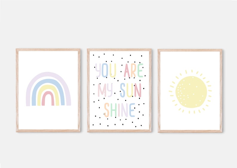 Set of 3 Nursery Prints You Are My Sunshine Nursery Decor Etsy