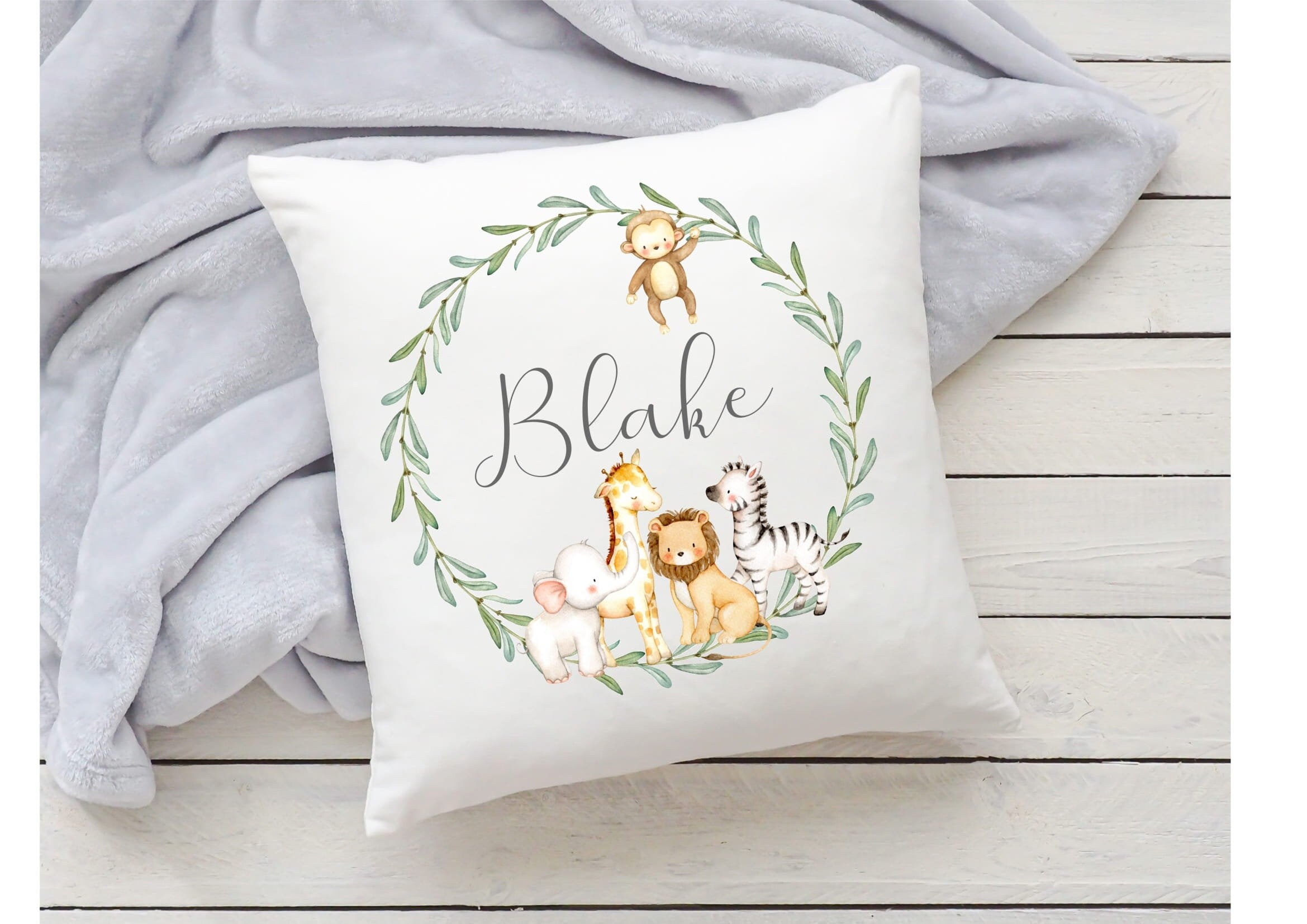 Personalised Safari Cushion Nursery Cushion Boys Nursery Etsy