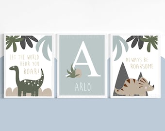 Personalised Dinosaur Prints, Dinosaur Nursery Prints, Nursery Decor, Boys Bedroom Decor, Dinosaur Decor, Dinosaur Wall Art, Dinosaur Gifts