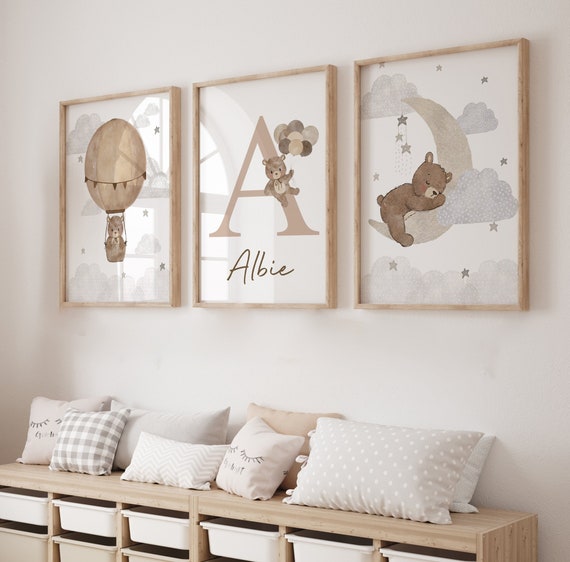 Set of 3 Safari Nursery Décor, Personalized Kids Room Wall Art Prints –  DiviArts Studio