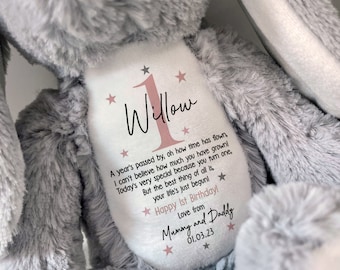 Personalised 1st Birthday Gift,First Birthday Gifts ,Boys ,Girls, Birthday Keepsake, New Baby Gift, Teddy, Bunny, I am one, soft toy, 1PBDAY