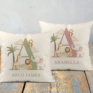 Personalisiertes Kissen,Safari,Kinderzimmer Dekor,Dschungel,neues Baby Geschenk,Neugeborene,Jungen,Mädchen,Erster Geburtstag Geschenk,Enkel,neue Eltern,Kinder,Schlafzimmer