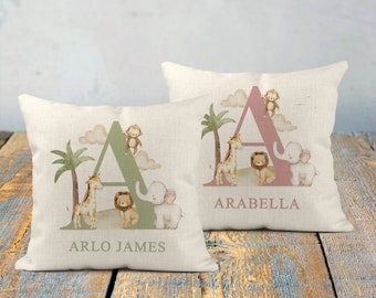 Personalised Cushion,Safari,Nursery Decor,Jungle,New Baby Gift,Newborn,Boys,Girls,First Birthday Gift,Grandson,New Parents,Kids,Bedroom