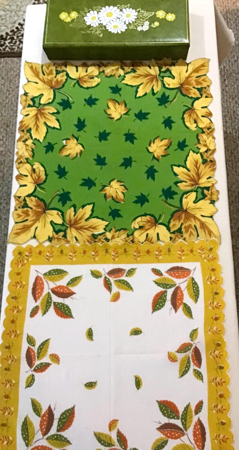 Two Fall Hankies, Glove Box, Hanky Box, Fall Handkerchiefs, Autumn ...