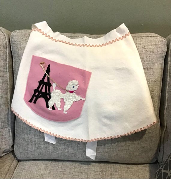 Poodle apron, kitsch apron, kitsch poodle apron, felt apron with poodle, poodle, felt apron