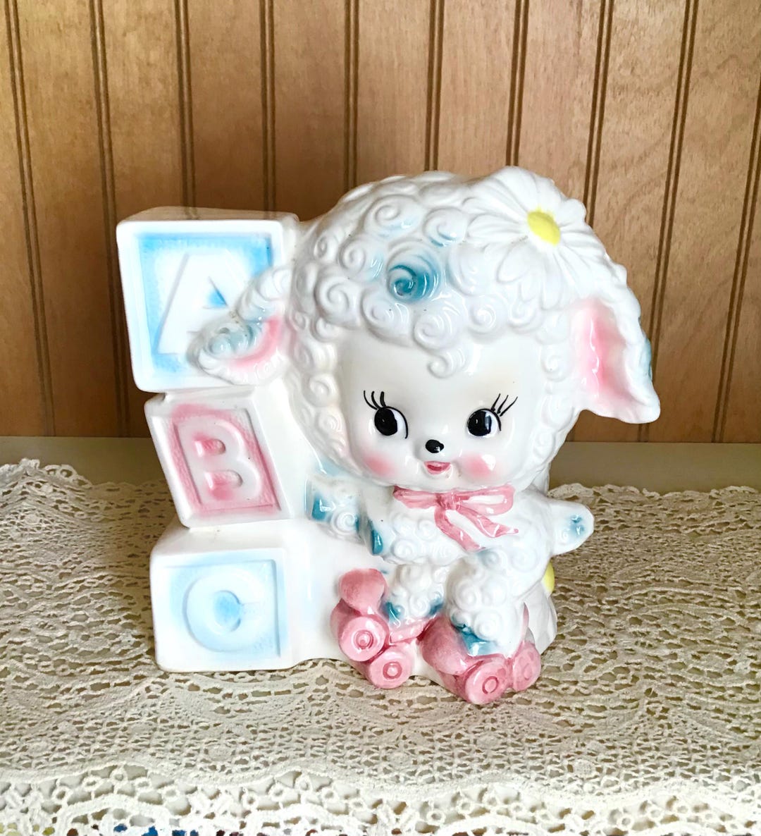 Kitsch Baby Kitsch, Planter With Lamb, Baby Vase - Etsy