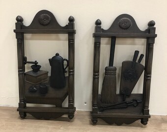 Brown and Black Miller Studios Antique Kitchen Wall Hangings
