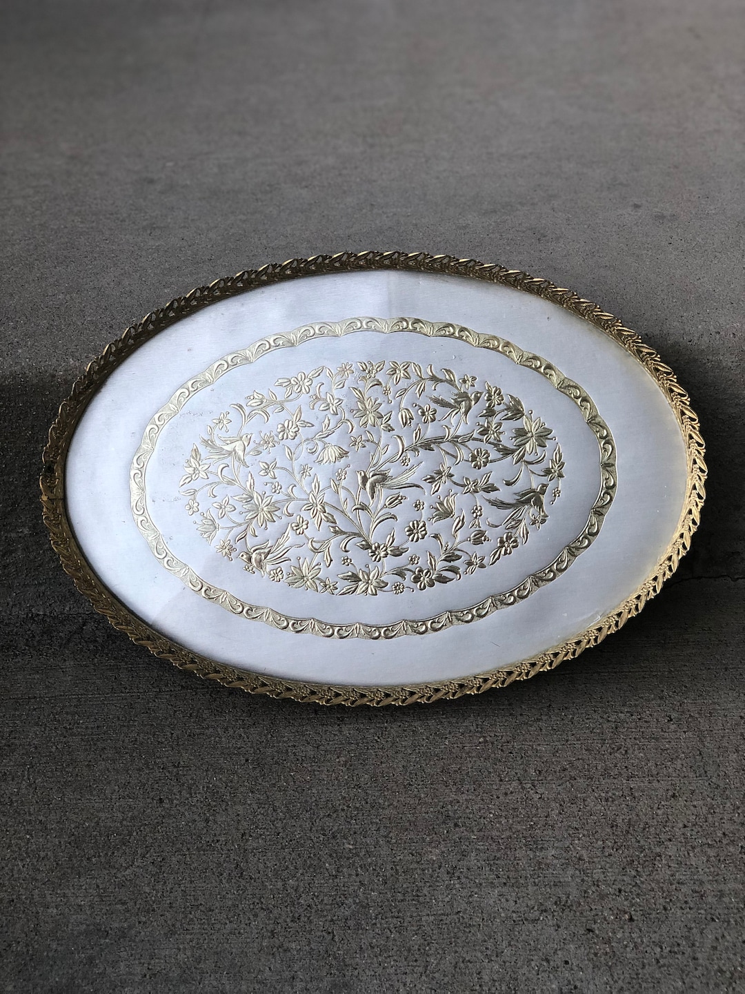 Gold and White Detailed Vanity Tray Etsy