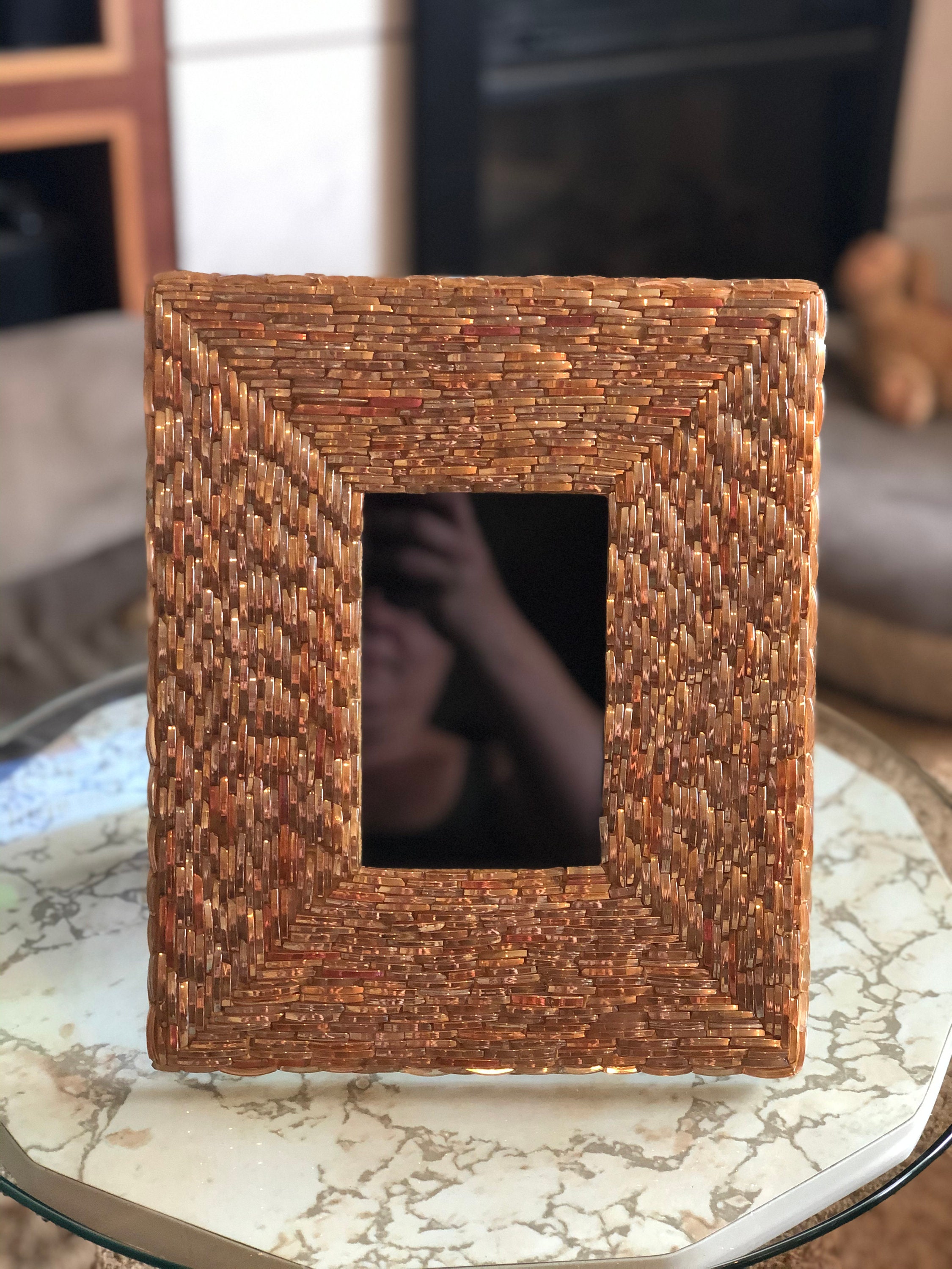 Gold Iridescent Beaded 4x6 Picture Frame Etsy