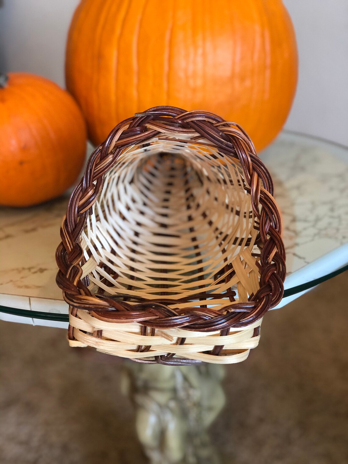 Two Tone Woven Cornucopia Basket Etsy