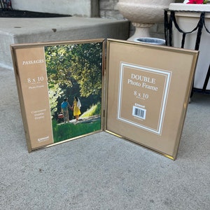 Thin Etched Gold Metal 8x10 Double Picture Frame