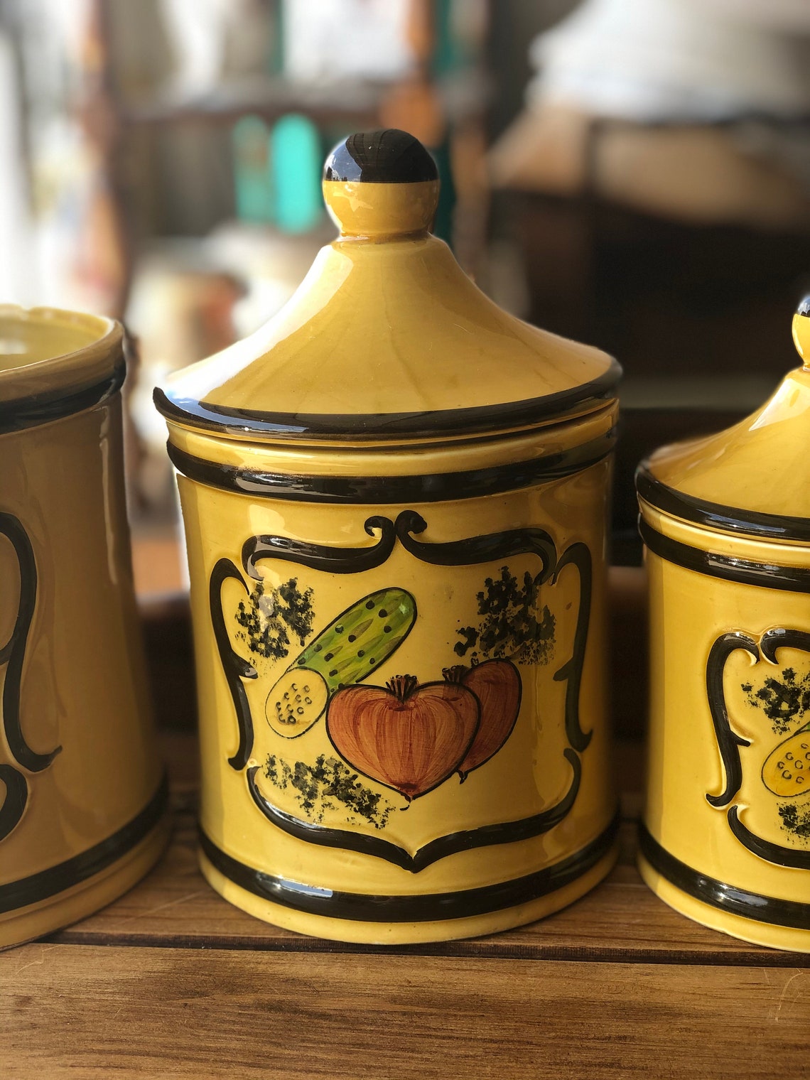 Botes de cocina de diseño vegetal de cerámica amarilla | Etsy