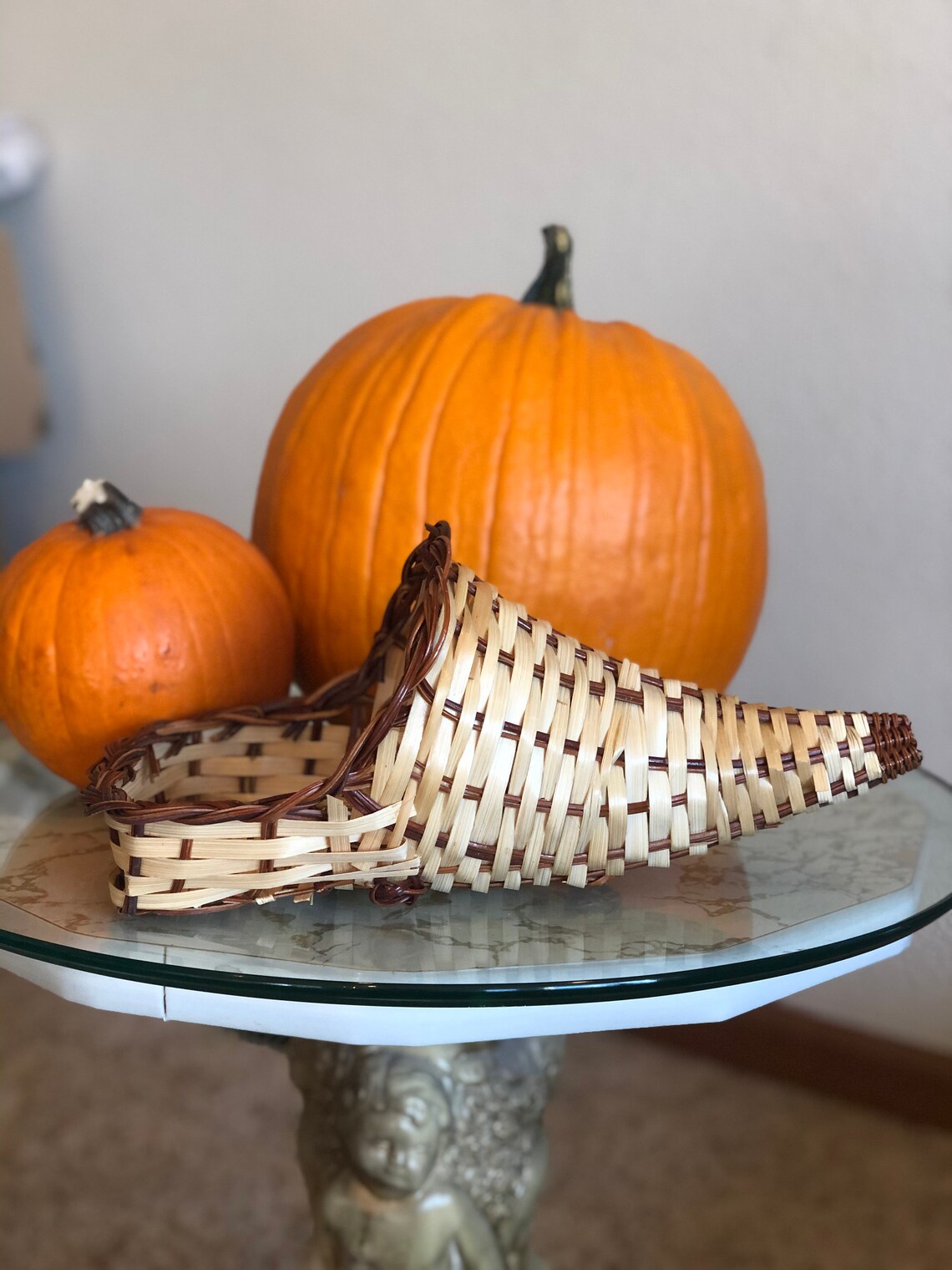 Two Tone Woven Cornucopia Basket Etsy