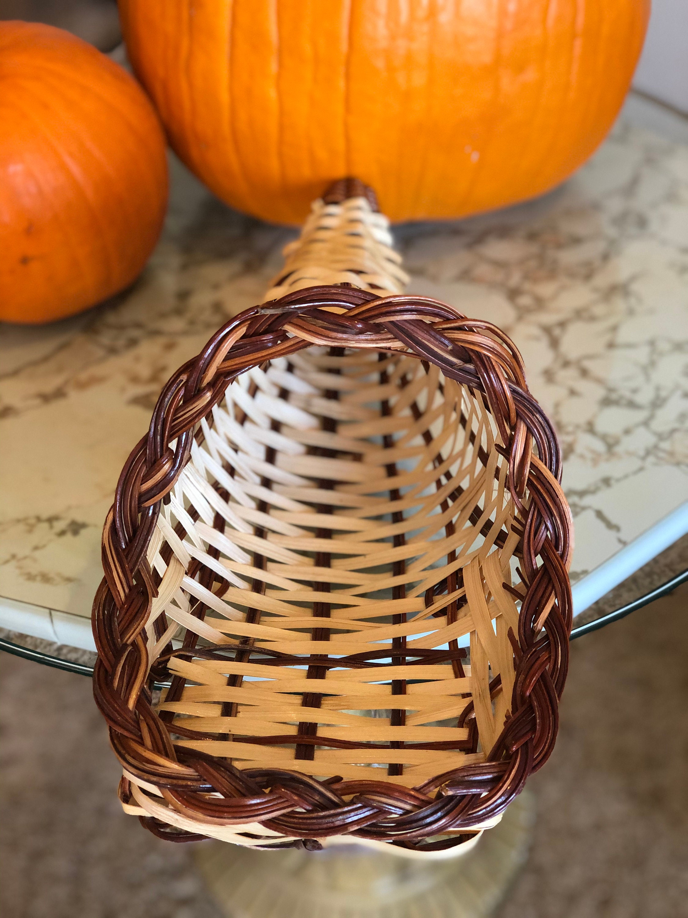 Two Tone Woven Cornucopia Basket Etsy