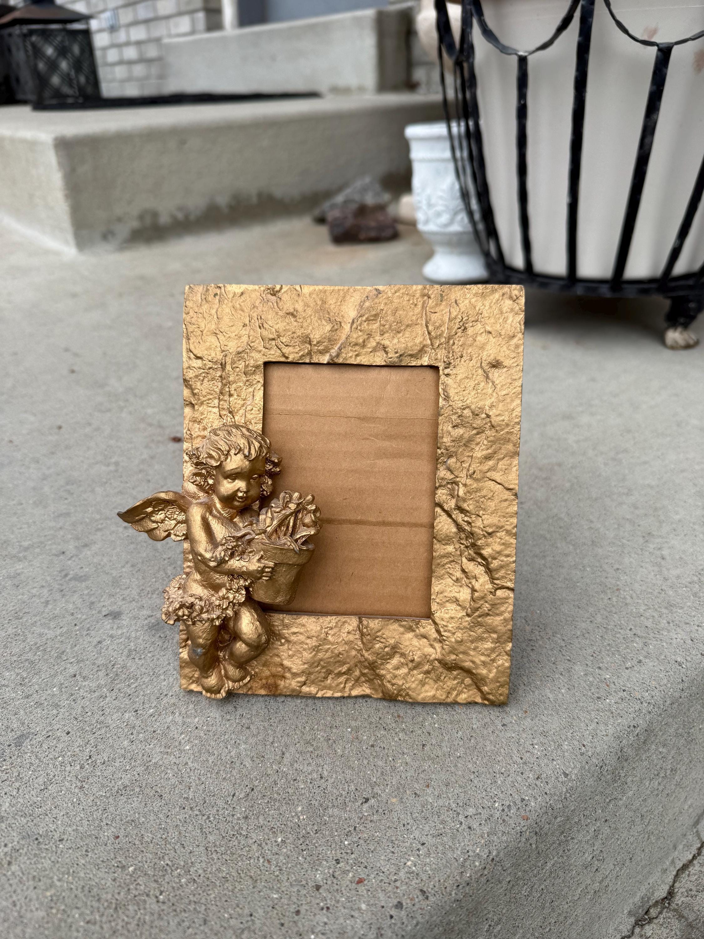 質感のある古びたゴールドの天使/天使像 3.5x5 写真フレーム - Etsy 日本