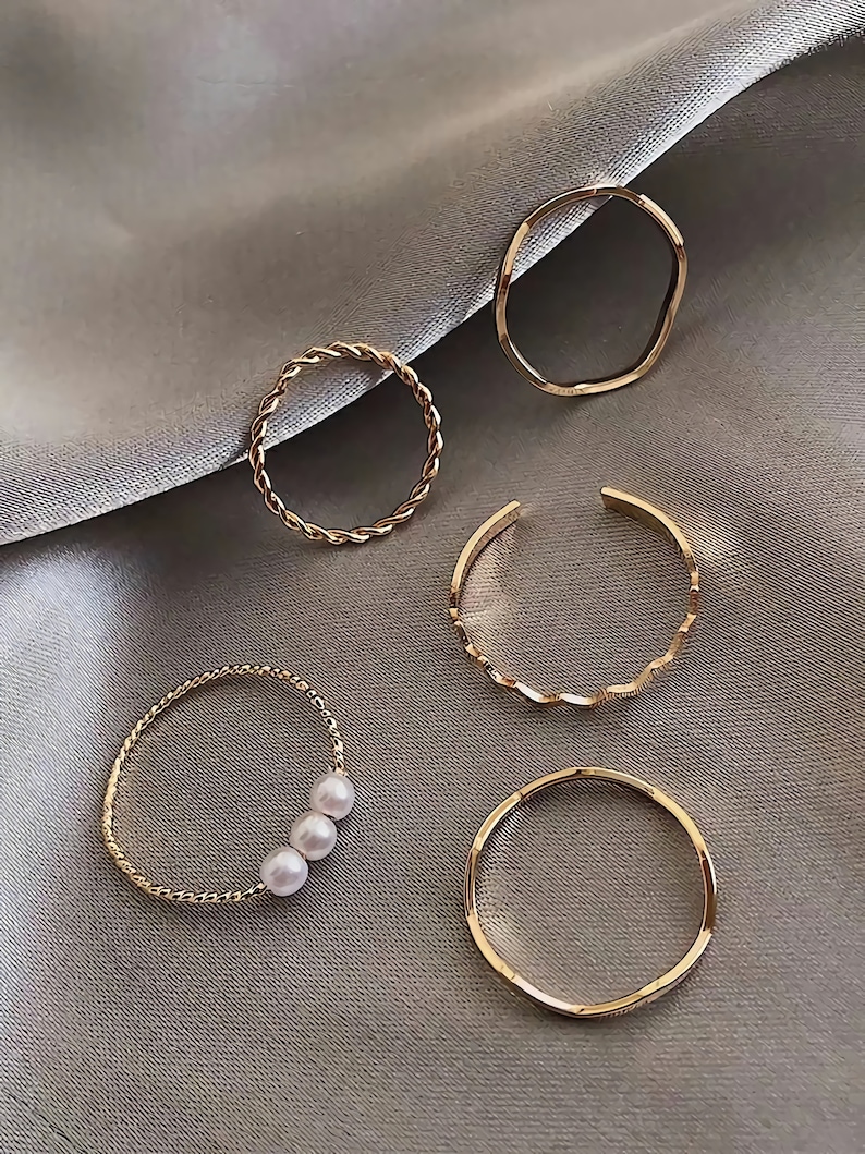 Dainty Stacking Rings Minimal Gold Ring Set Stacking Ring - Etsy