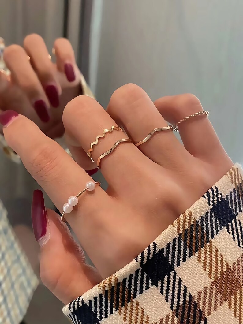 minimal gold ring set Dainty stacking rings stacking ring set Midi Rings Knuckle Ring Set Boho Chic Jewelry minimalist stacking rings