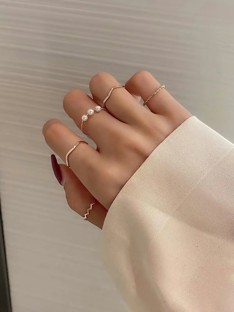 minimal gold ring set Dainty stacking rings stacking ring set Midi Rings Knuckle Ring Set Boho Chic Jewelry minimalist stacking rings