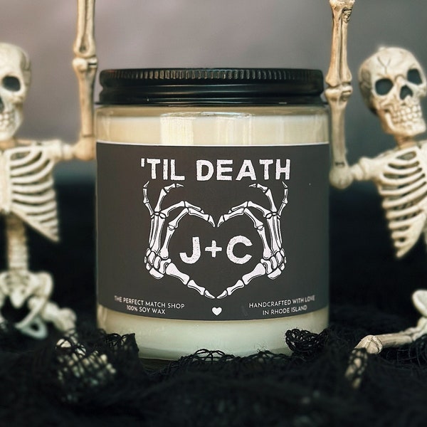 Til death personalized initials candle I love you candle Gifts for her gifts for him relationship gifts Valentines day Halloween gifts