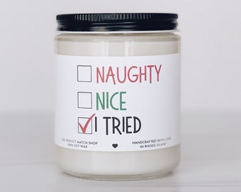 Naughty nice I tried funny christmas candle, christmas decor, christmas candles, funny christmas gifts, secret santa, holiday candle