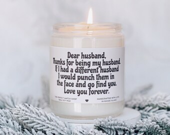 Dear Husband soy candle, gift for him, husband Christmas gifts, gifts for men, gift for husband, funny gifts for him, Valentines day gifts