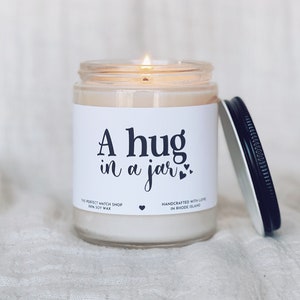 Hug in a jar candle I miss you gifts Long distance love gifts Sending you a hug Gift Care package gift Get well soon gift It will be okay
